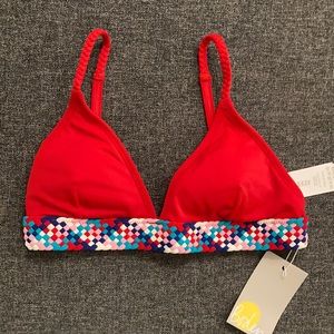 Boden Calasetta red multi braided detail bikini top. Never worn, NWT